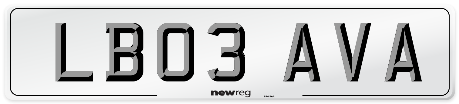 LB03 AVA Number Plate from New Reg